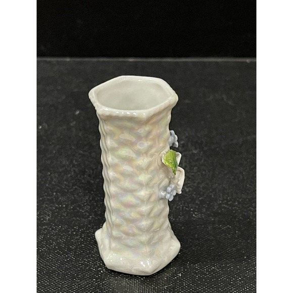 Beautiful Vintage Floral Iridescent Vase or Toothpick Holder Made in Germany - Picture 6 of 6